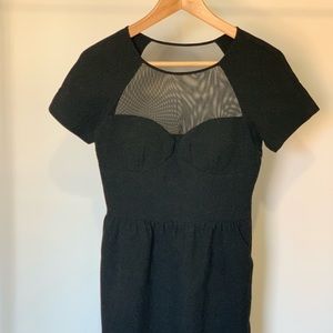 Club Monaco Black Sheer Mesh Bustier Dress